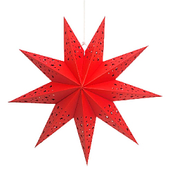 Звезда девятиконечная 35 см, точки и звездочки, красный